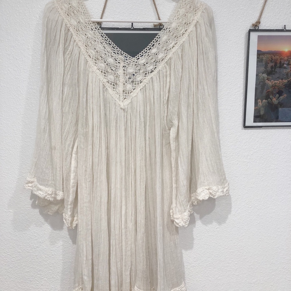 JENS PIRATE BOOTY WHITE CROCHET DRESS ONE SIZE